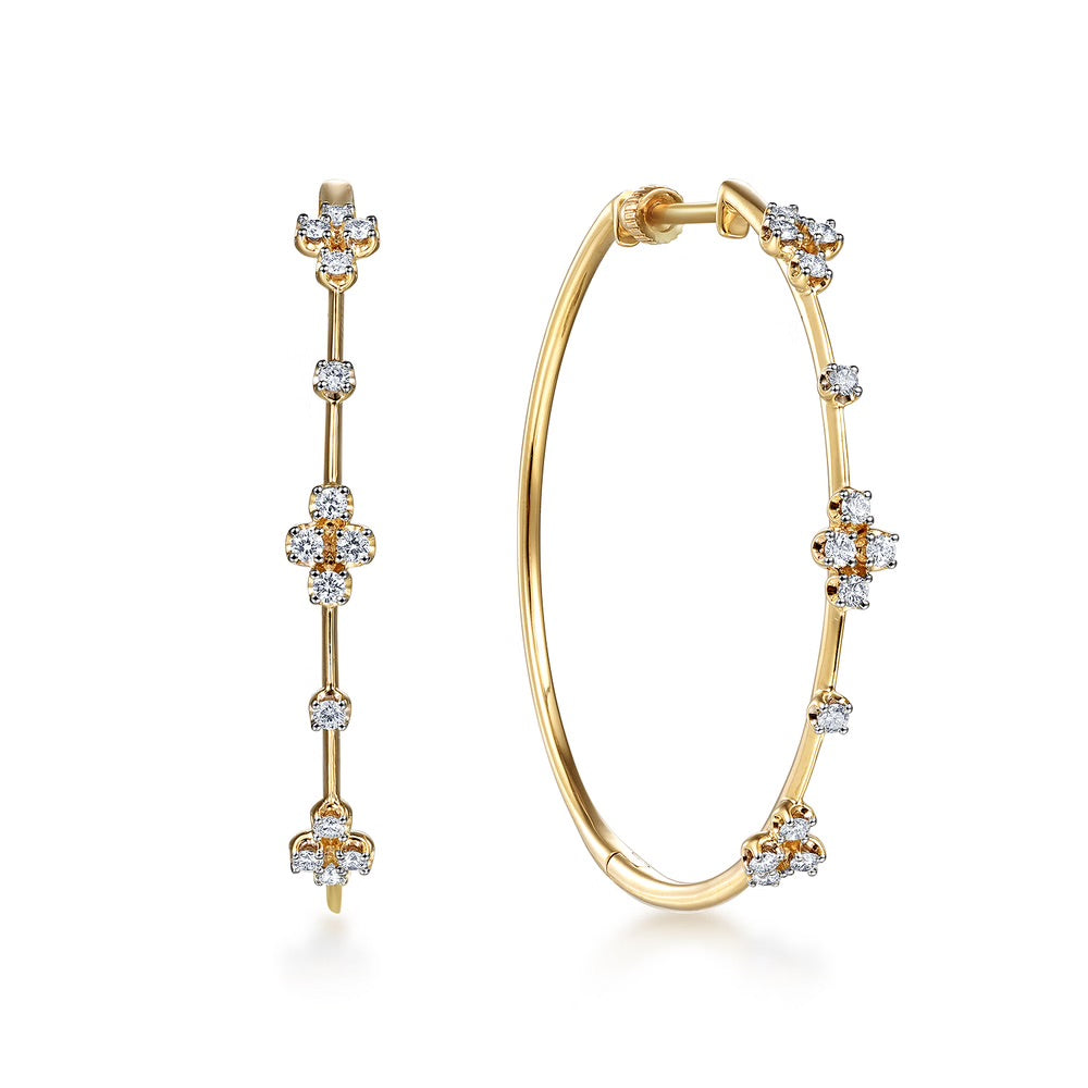 Prong Set Round Diamond Hoop Earrings