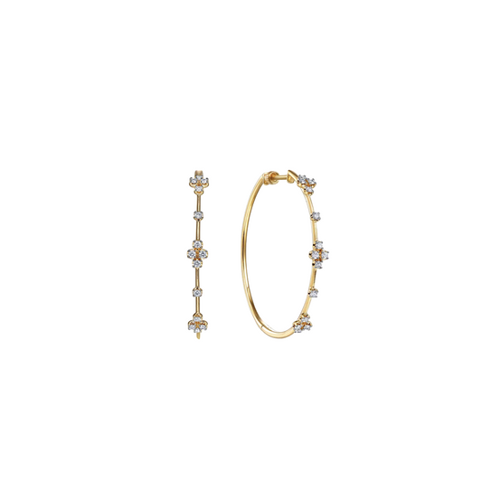 Prong Set Round Diamond Hoop Earrings