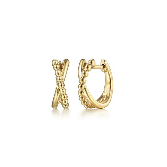 Bujukan Beaded Huggie Earrings in Yellow Gold