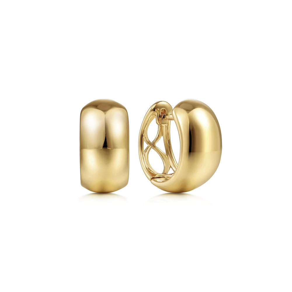 Contemporary Wide Huggie Earrings in Yellow Gold