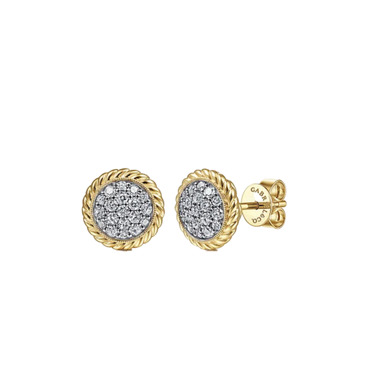 Round Pave Diamond Stud Earrings