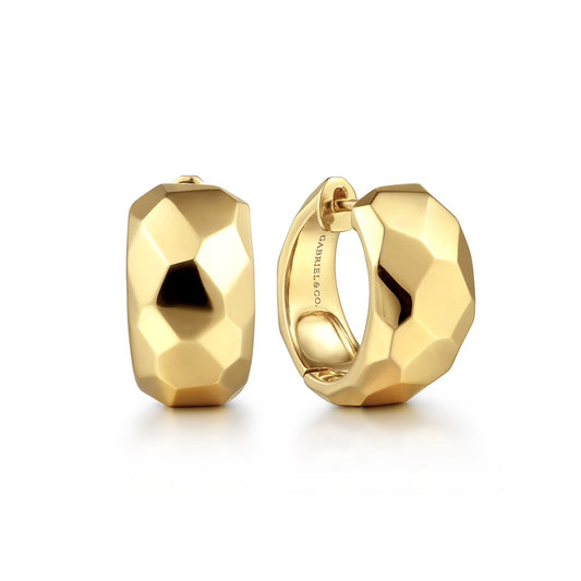 Contemporary Wide Huggie Earrings in Yellow Gold