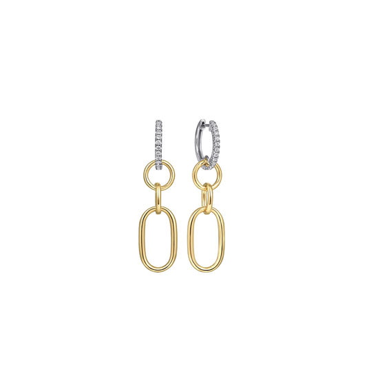 Diamond and Gold Link Drop Earrings