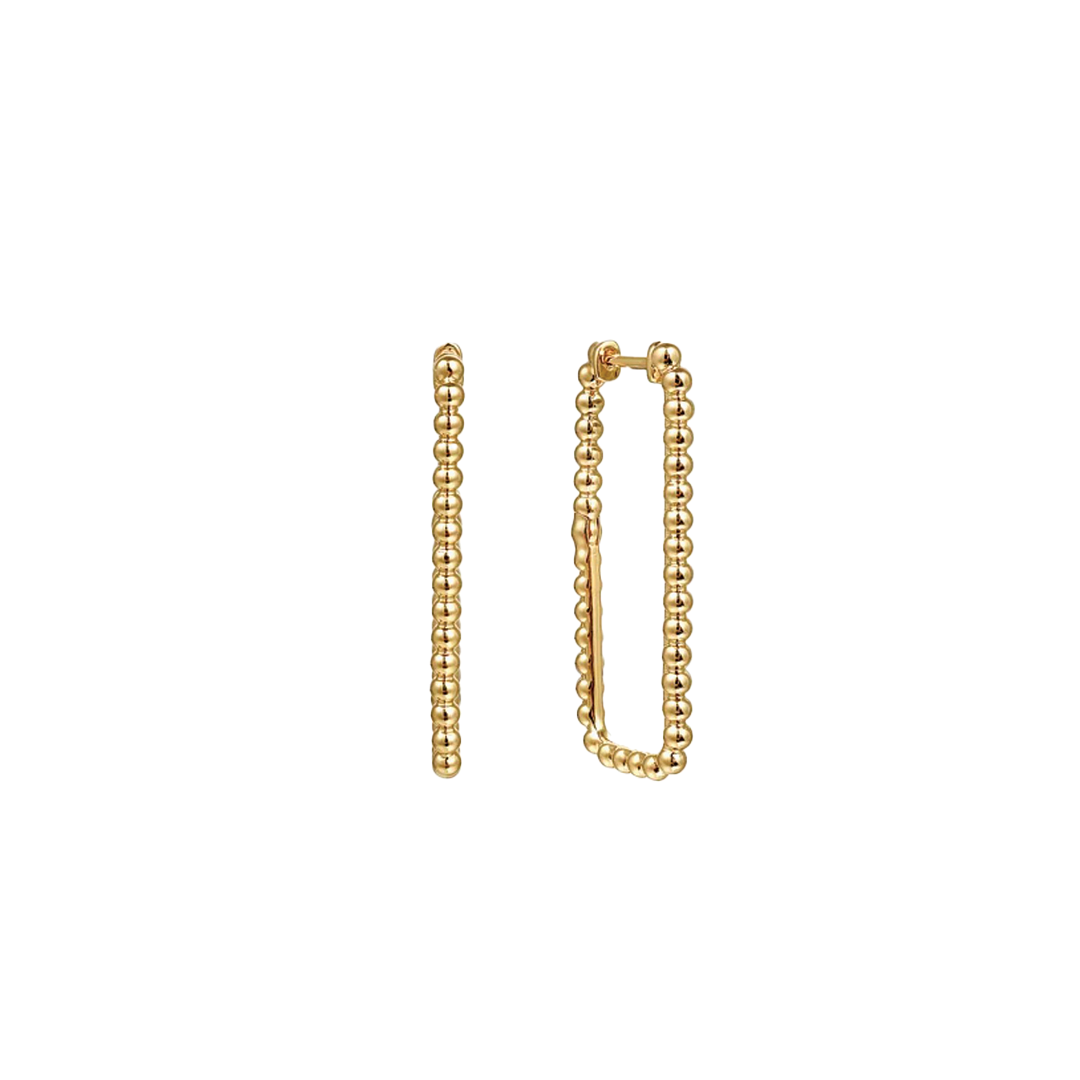 30mm Beaded Rectangle Hoop Earrings