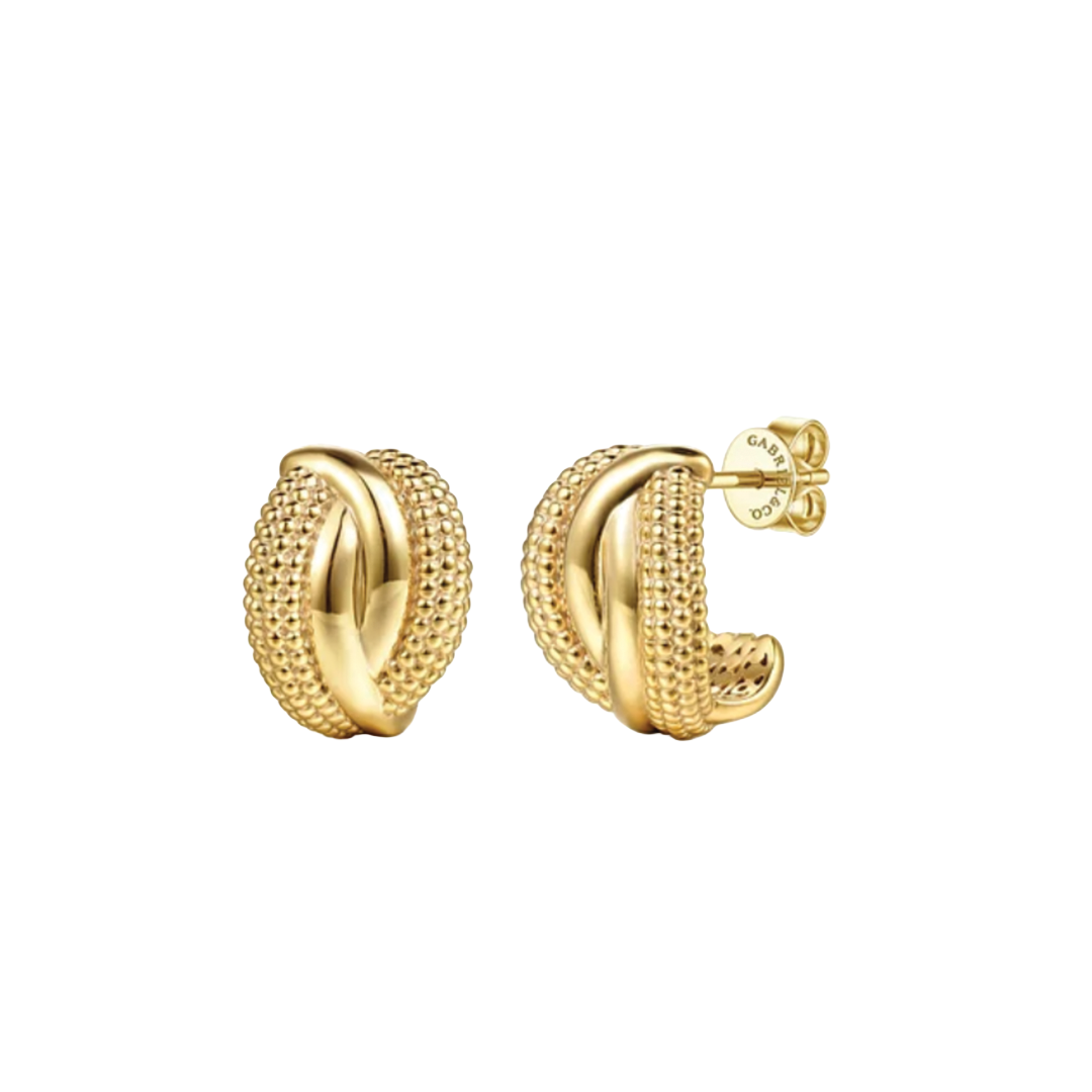 Gold Wrap J Stud Earrings