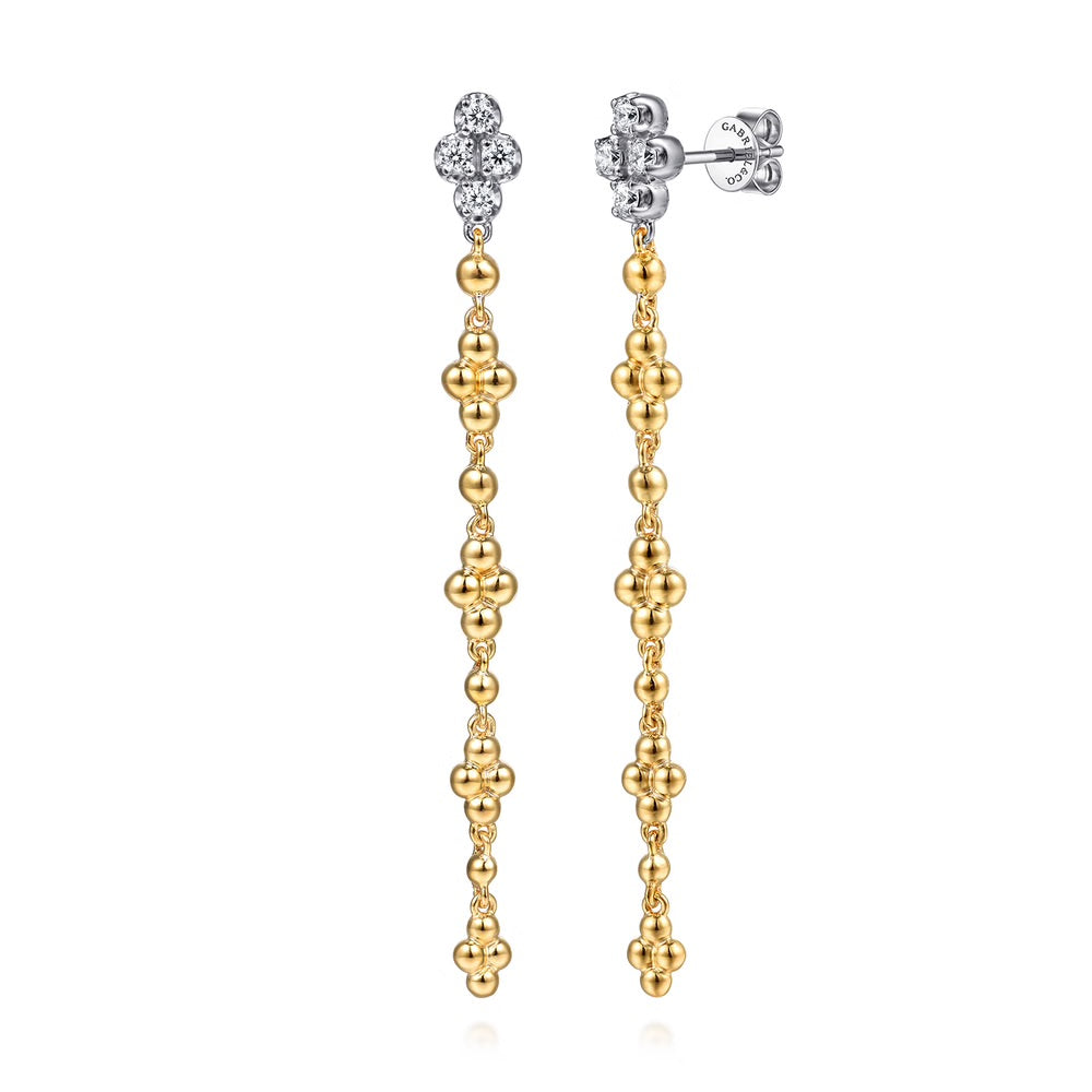 Diamond Clover Cluster Drop Earrings