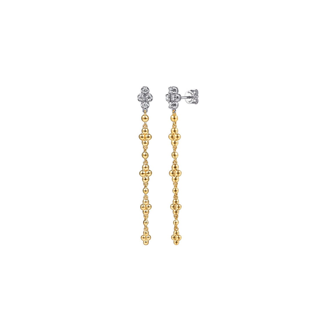 Diamond Clover Cluster Drop Earrings