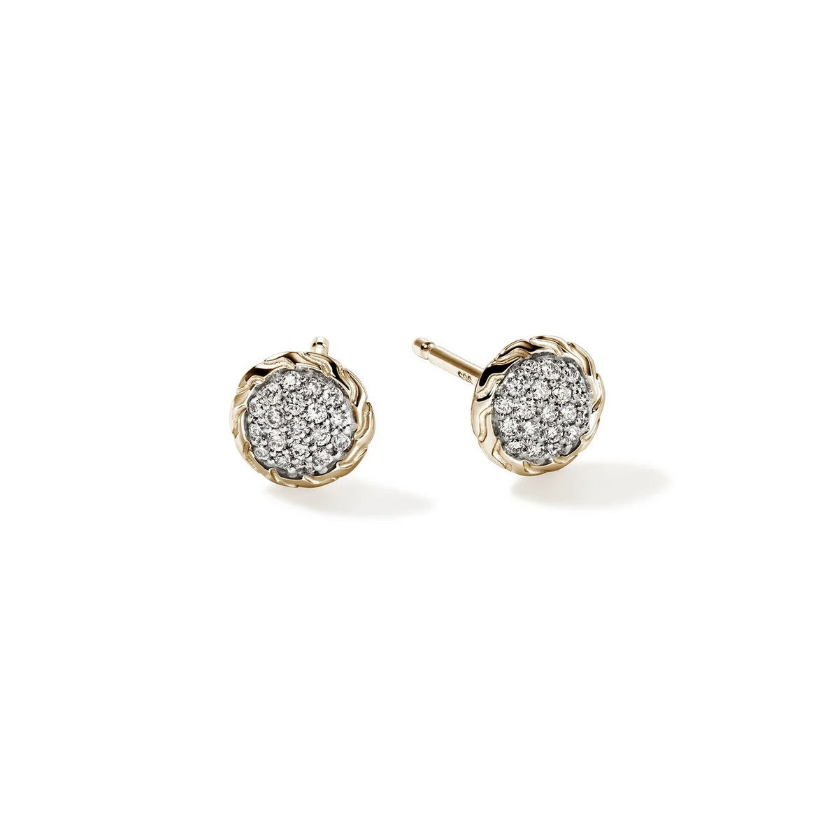 Essentials Gold 7mm Pave Diamond Stud Earrings