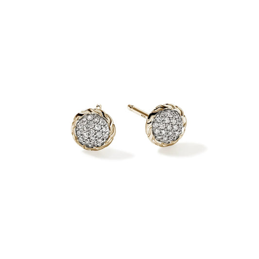 Essentials Gold 7mm Pave Diamond Stud Earrings