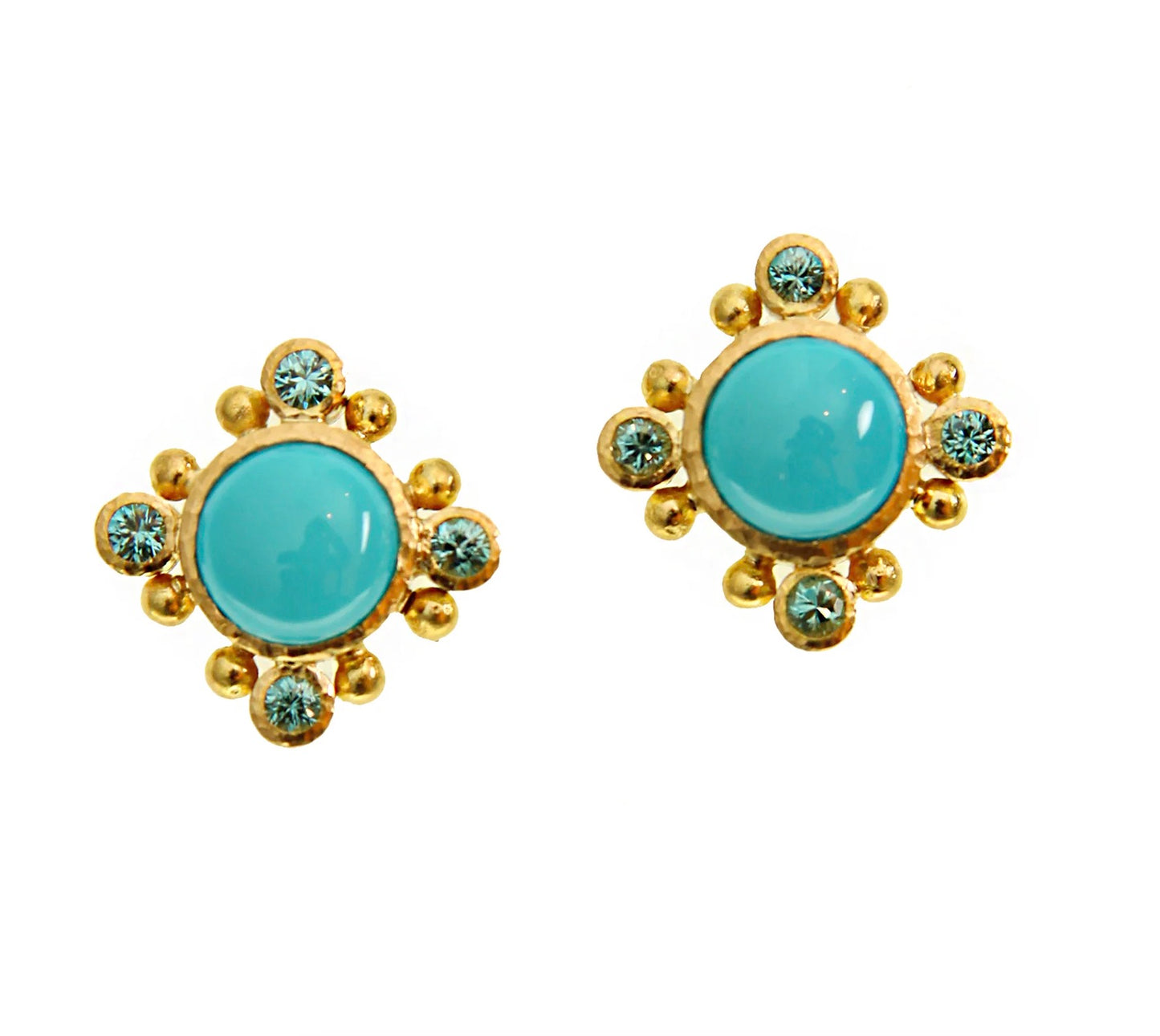 Sleeping Beauty Turquoise and Zircon Earrings