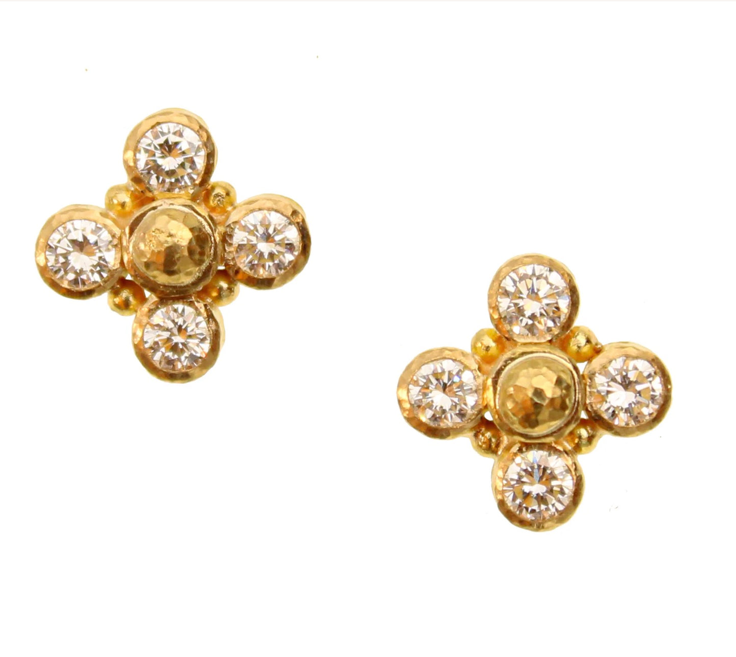 Gold and Diamond Stud Earrings