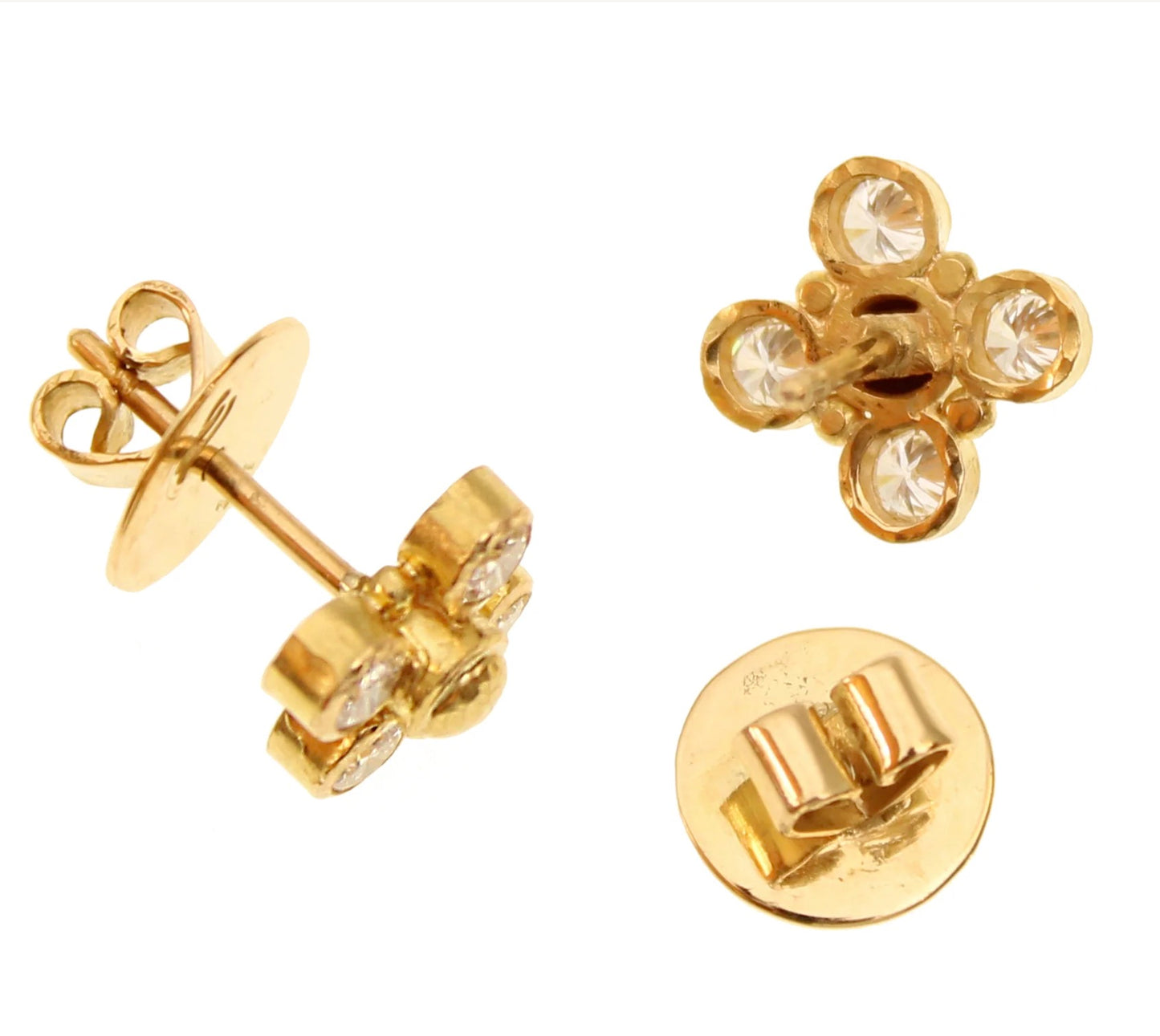Gold and Diamond Stud Earrings