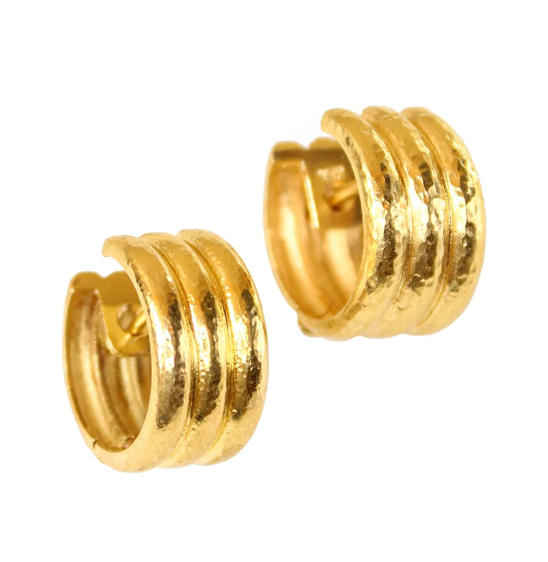 3-Row Banded Hoop Earrings
