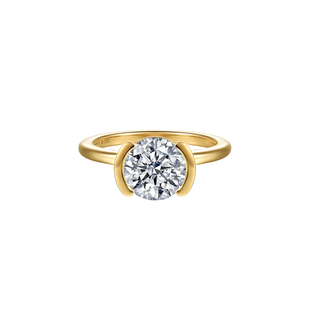 Gavin Half Bezel Set Solitaire Engagement Ring
