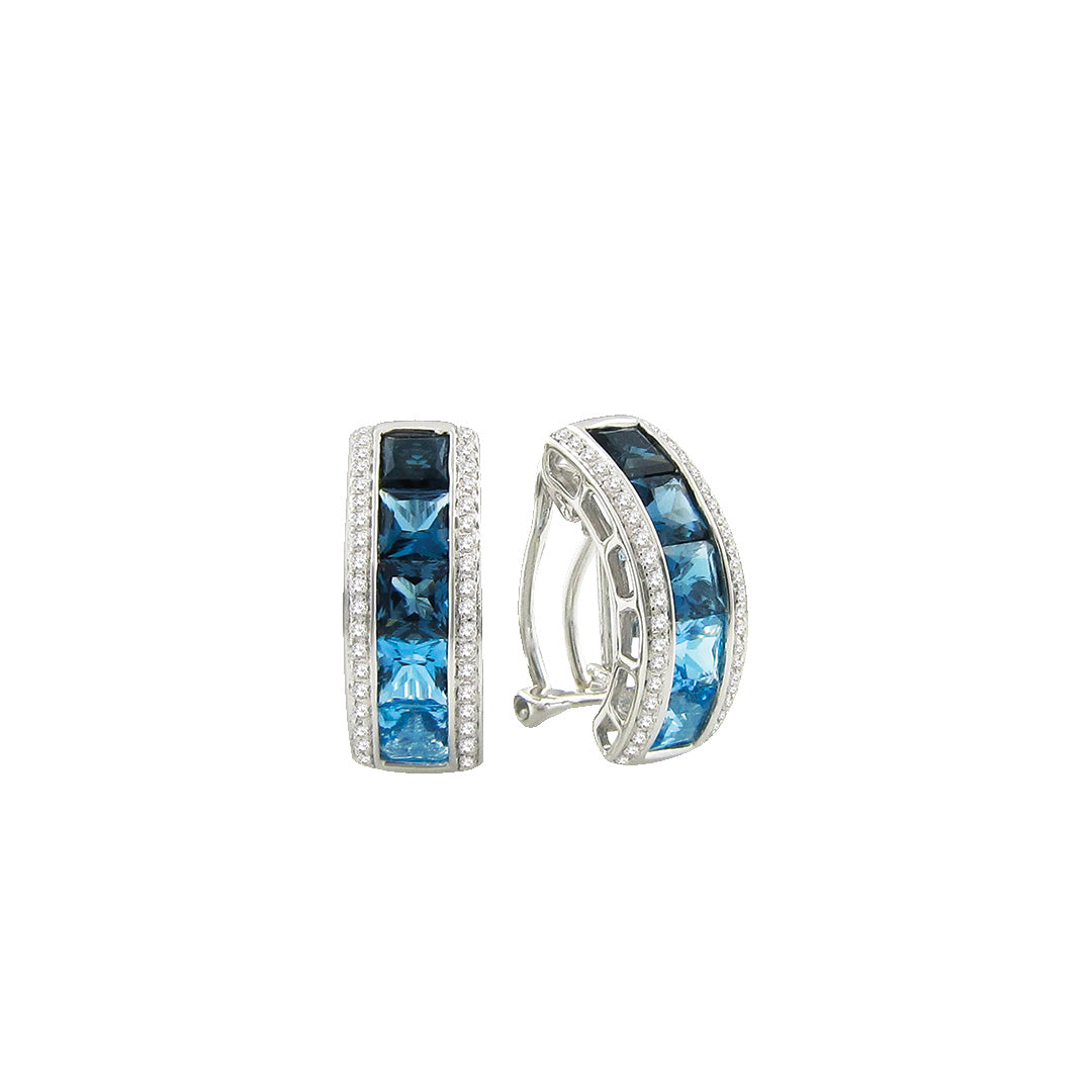 Eternal Love Hoop Earrings with Diamonds and London and Swiss Blue Topaz