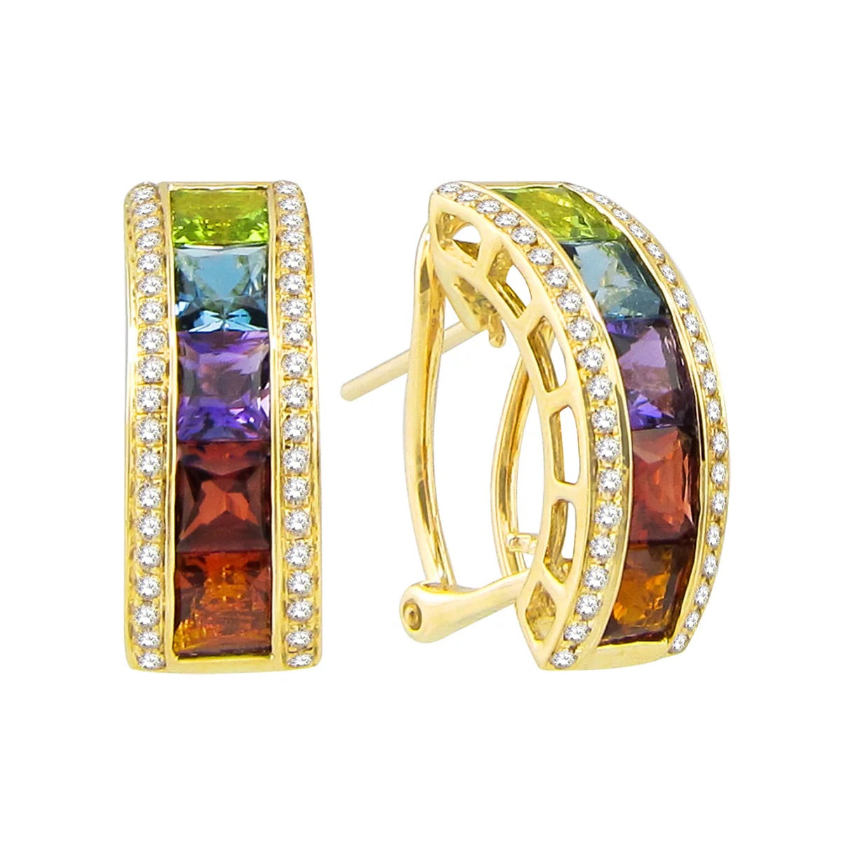 Eternal Love J Hoop Earrings with Mixed Gemstones