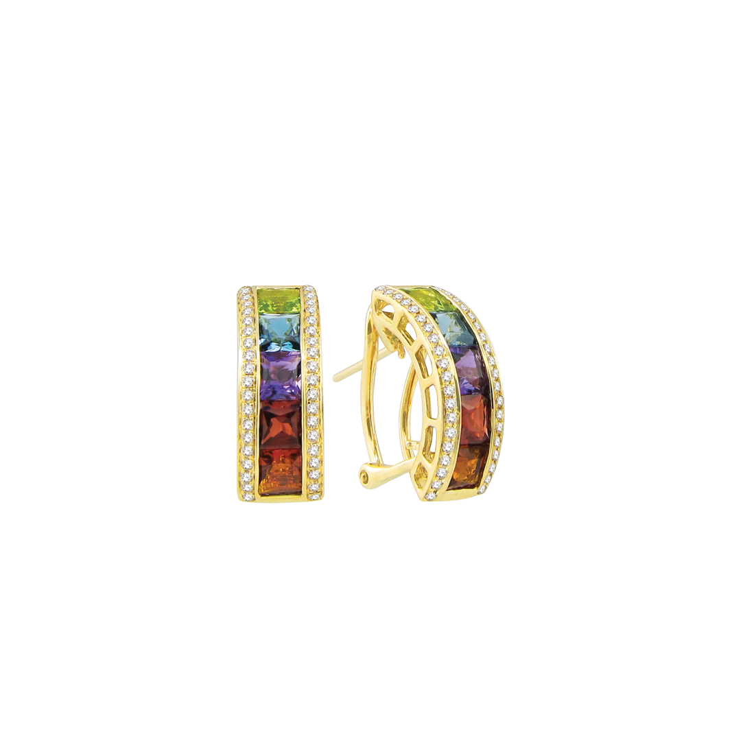 Eternal Love J Hoop Earrings with Mixed Gemstones