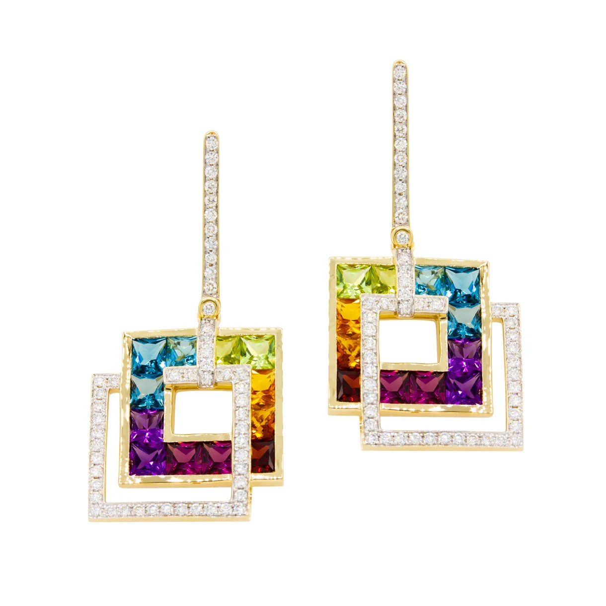 Malibu Nouveu Drop Earrings with Mixed Gemstones