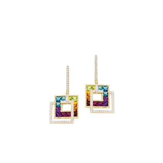 Malibu Nouveu Drop Earrings with Mixed Gemstones