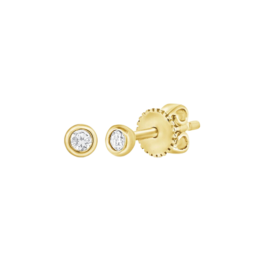 Bezel Set Diamond Stud Earrings in Yellow Gold