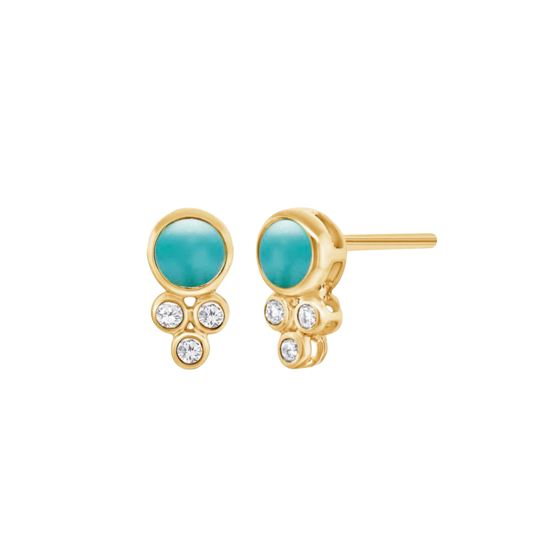 Turquoise and Diamond Stud Earrings