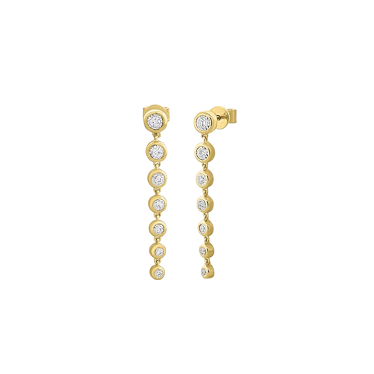 Graduated Diamond Drop Earrings in Yellow Gold