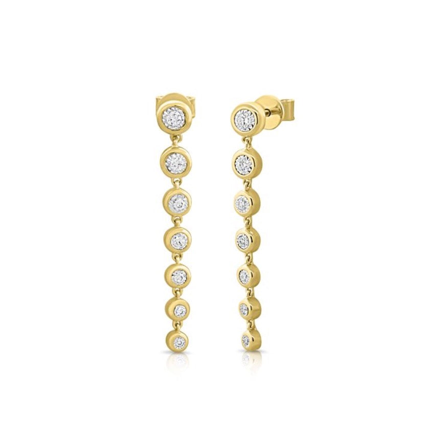 Bezel Illusion-Set Graduated Diamond Drop Earrings in 14K Yellow Gold