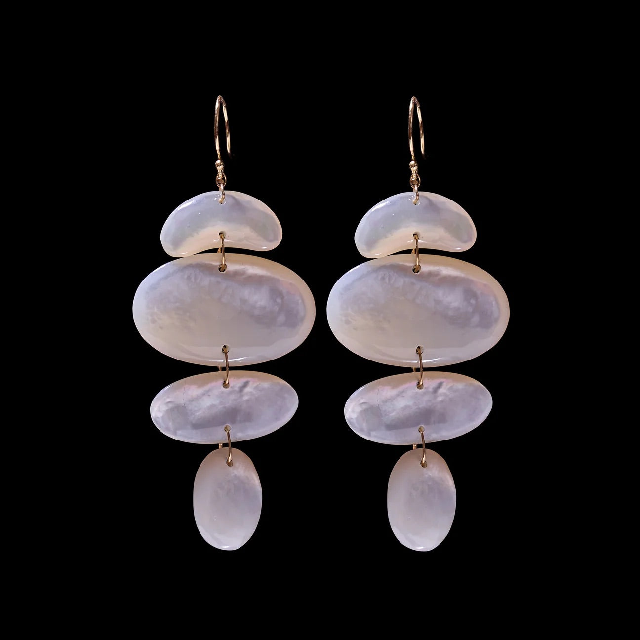 Mother of Pearl Oval Totem Earrings