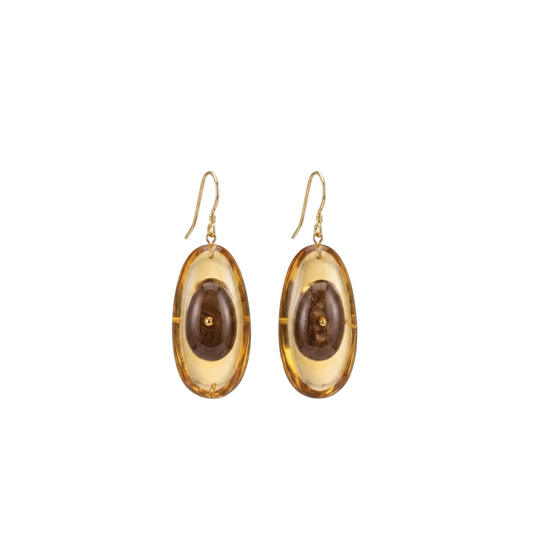 Honey Sapphire Button Stone Earrings