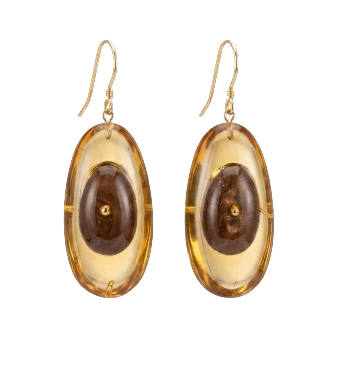Honey Sapphire Button Stone Earrings
