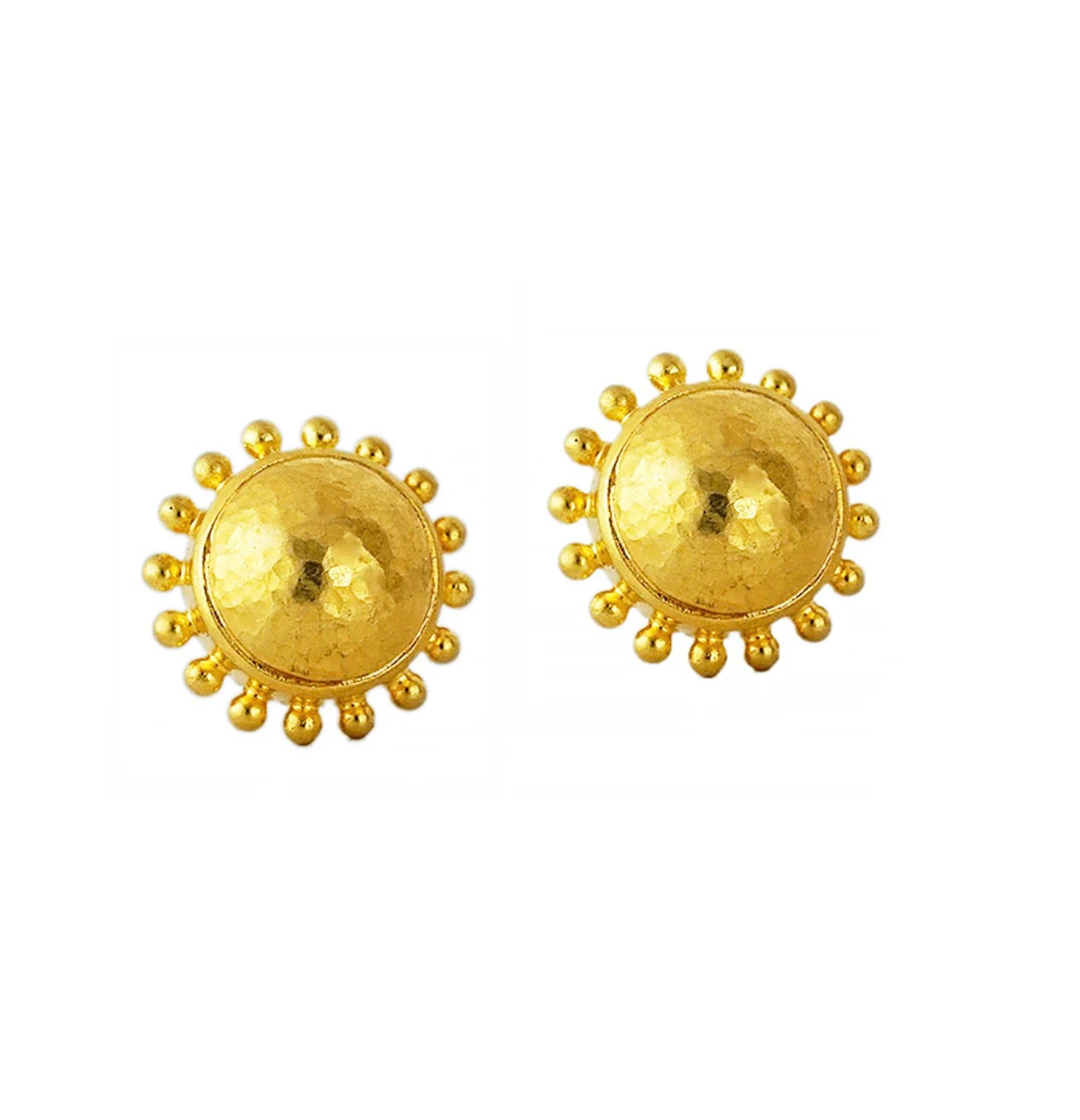 Gold Granulated Stud Earrings
