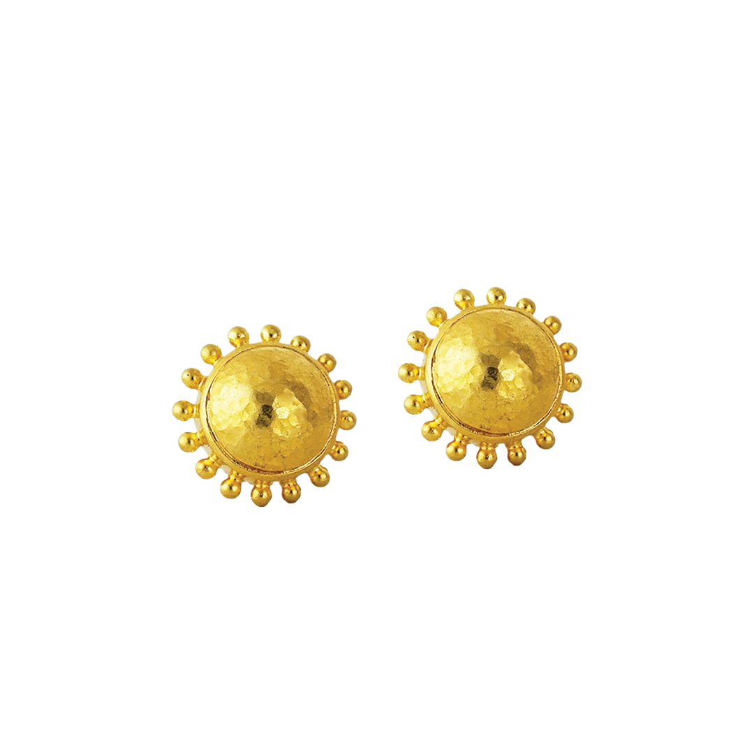 Gold Granulated Stud Earrings