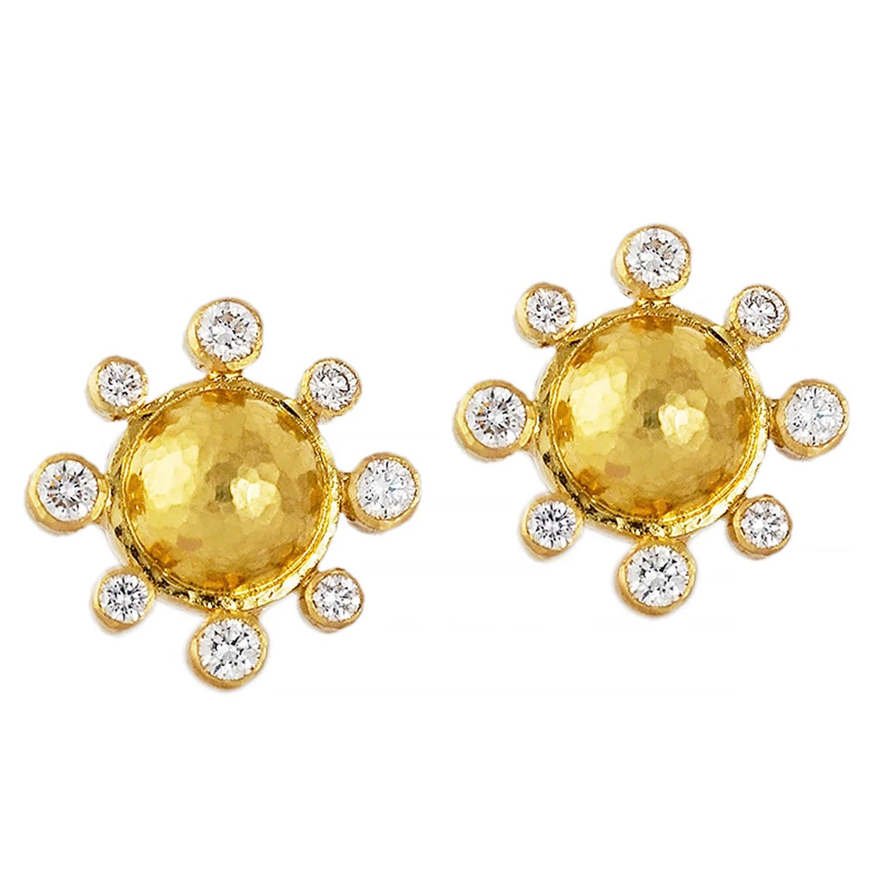 Gold Dome Diamond Stud Earrings