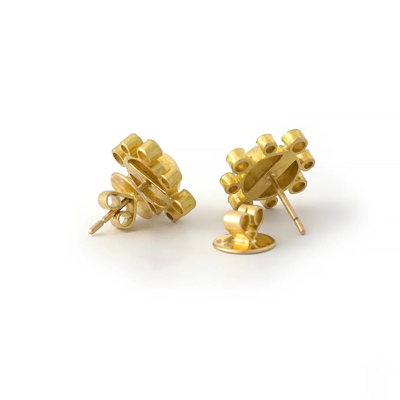 Gold Dome Diamond Stud Earrings