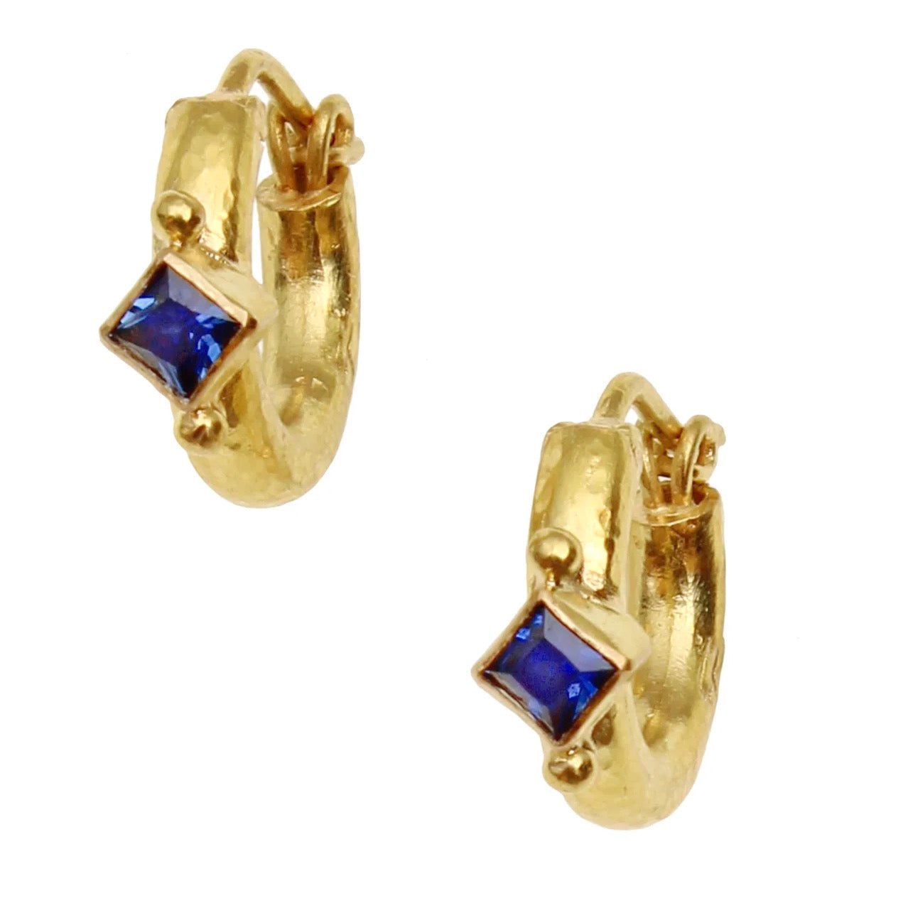Blue Sapphire Hoop Earrings
