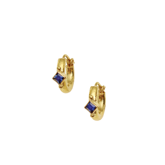 Blue Sapphire Hoop Earrings