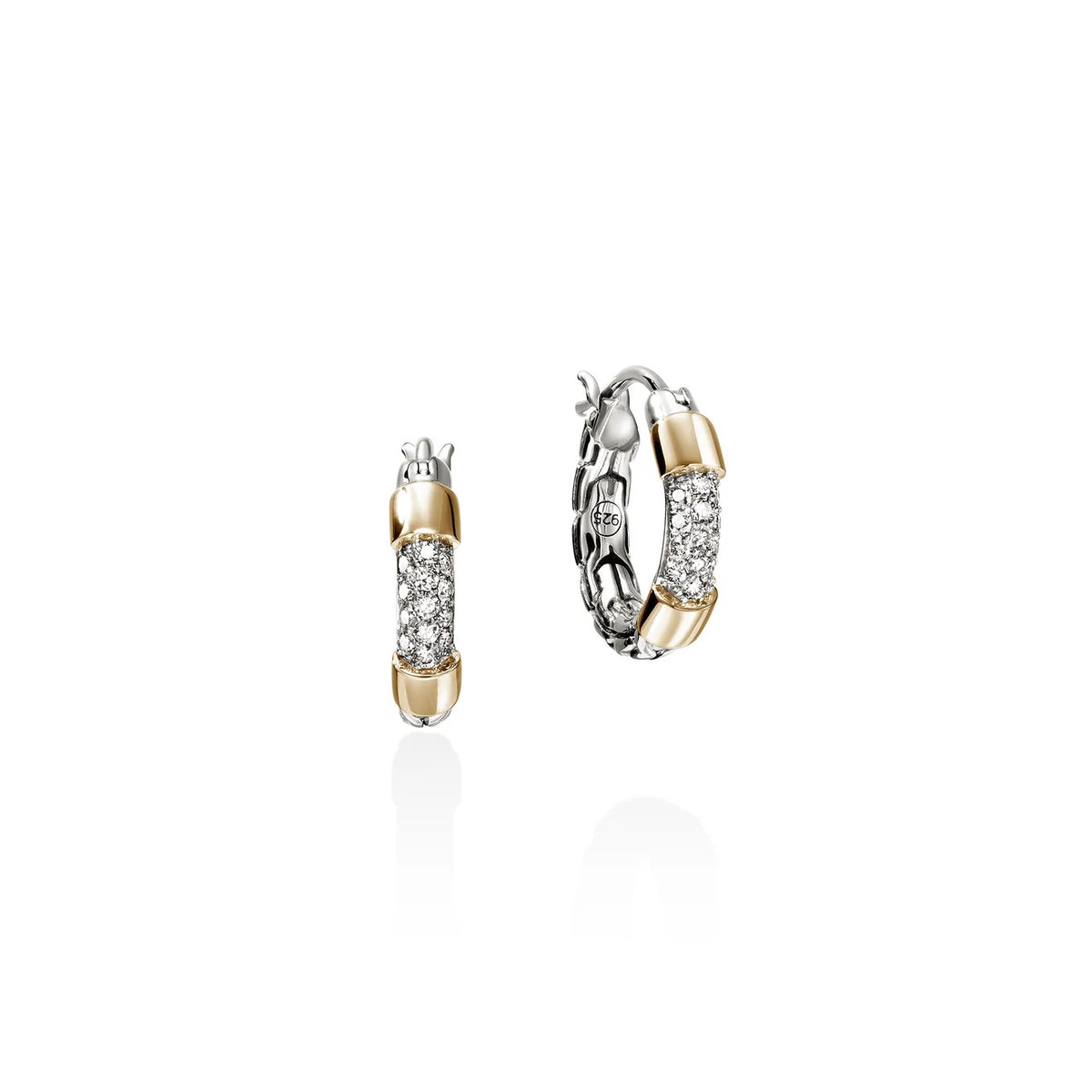 Essentials Silver And Gold 14.5mm Hoops With Diamonds