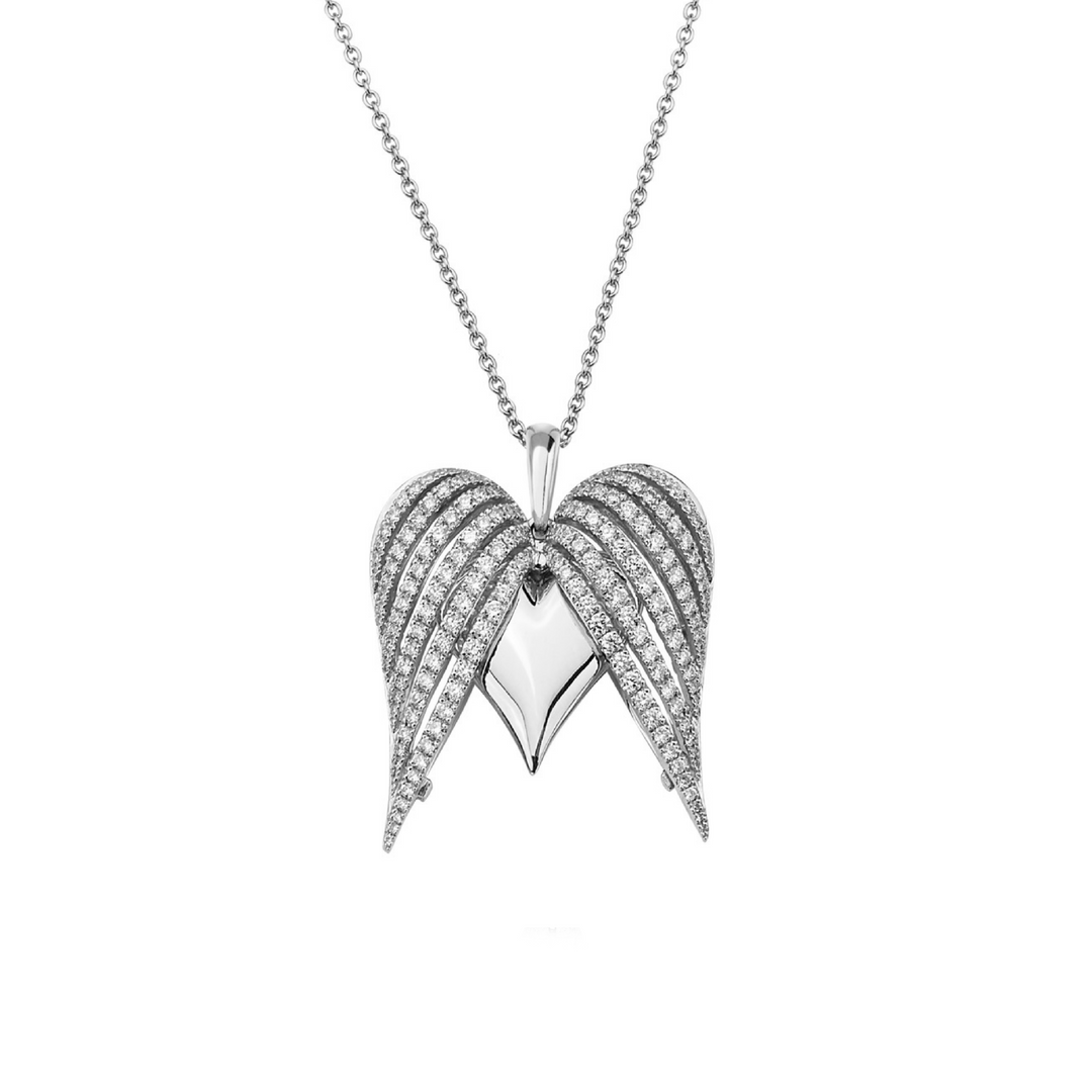 Large Angel Heart Pendant Necklace