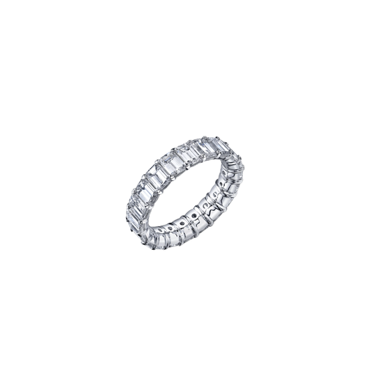 20-Stone Emerald Cut Diamond Eternity Ring in Platinum