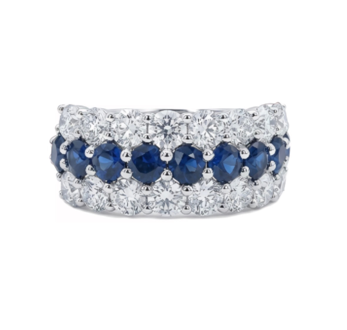 3-Row Sapphire and Diamond Ring