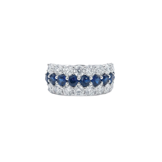3-Row Sapphire and Diamond Ring