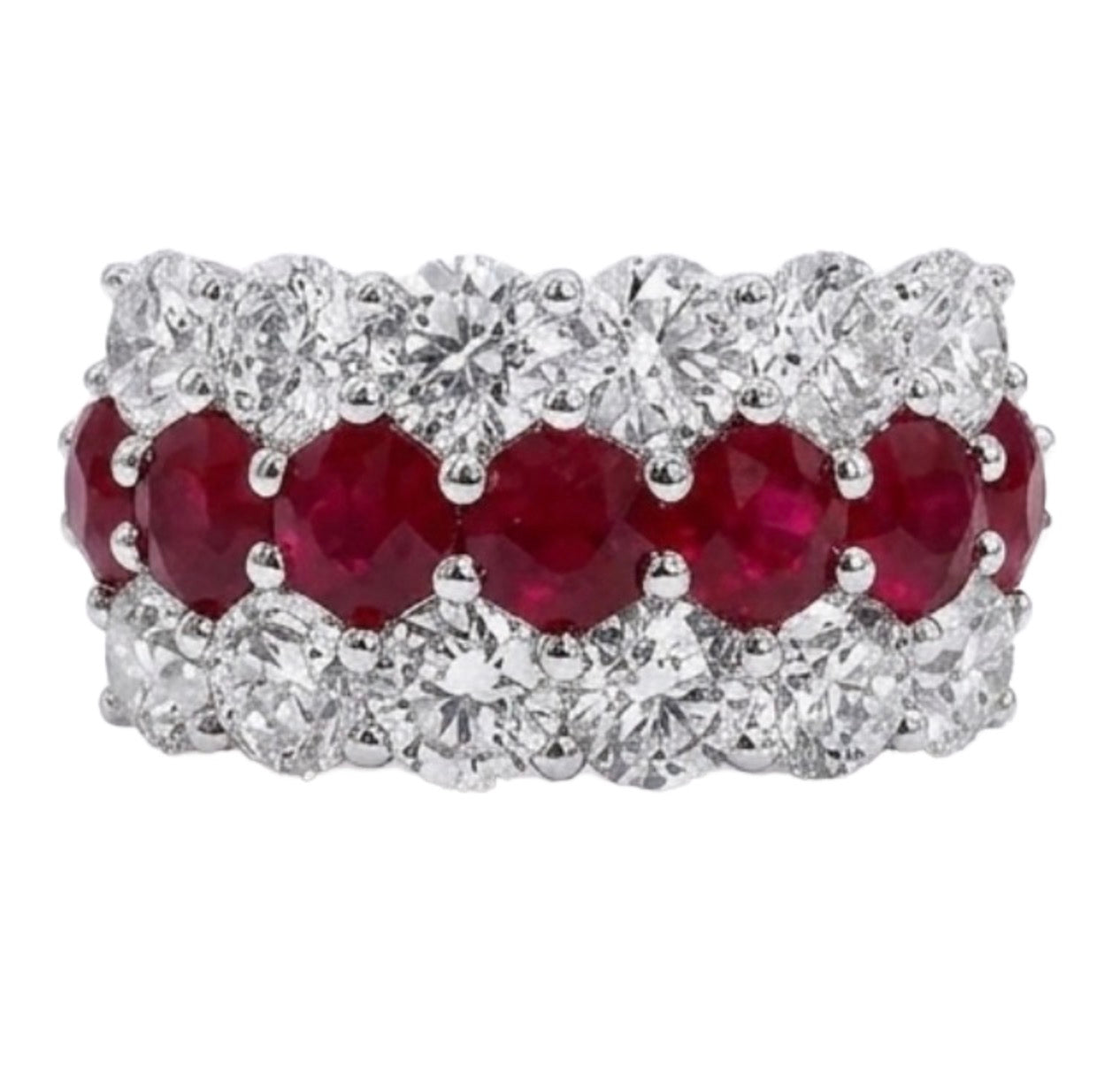 3-Row Rudy and Diamond Ring