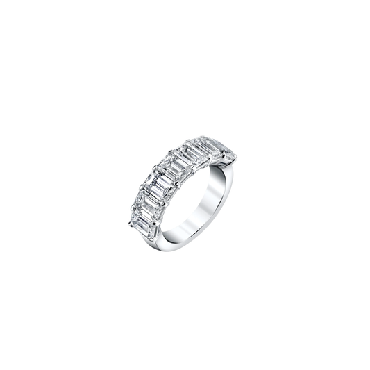 7-Stone Emerald Cut Diamond Ring in Platinum