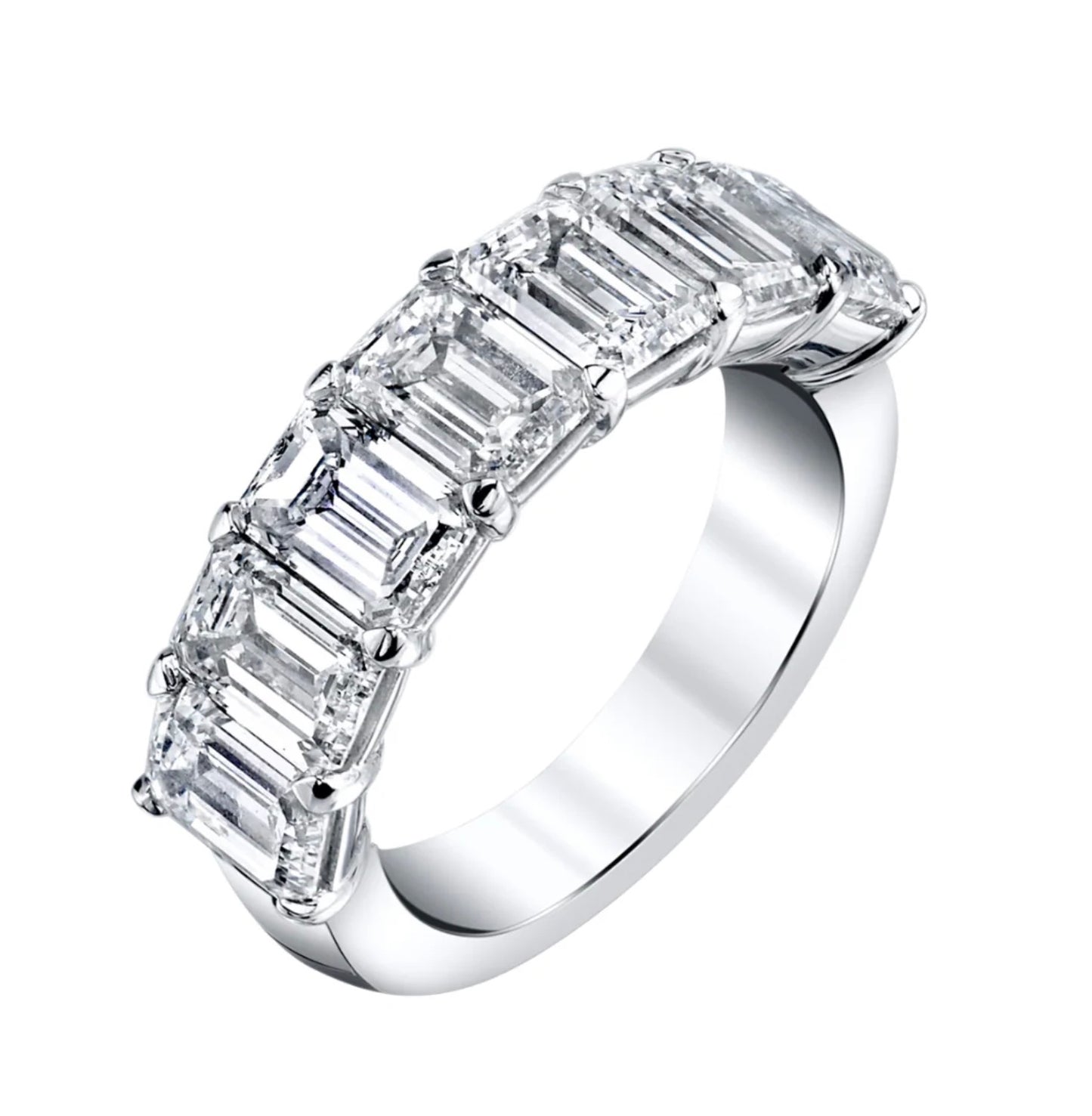 7-Stone Emerald Cut Diamond Ring in Platinum