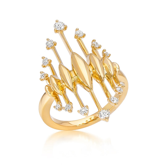 Tribal Ring with Graduated Diamonds