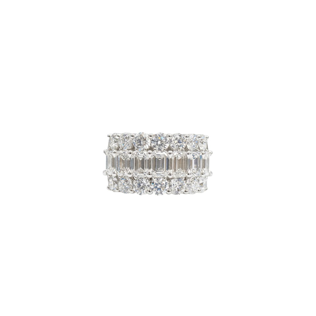 3Row Emerald Cut Diamond Ring