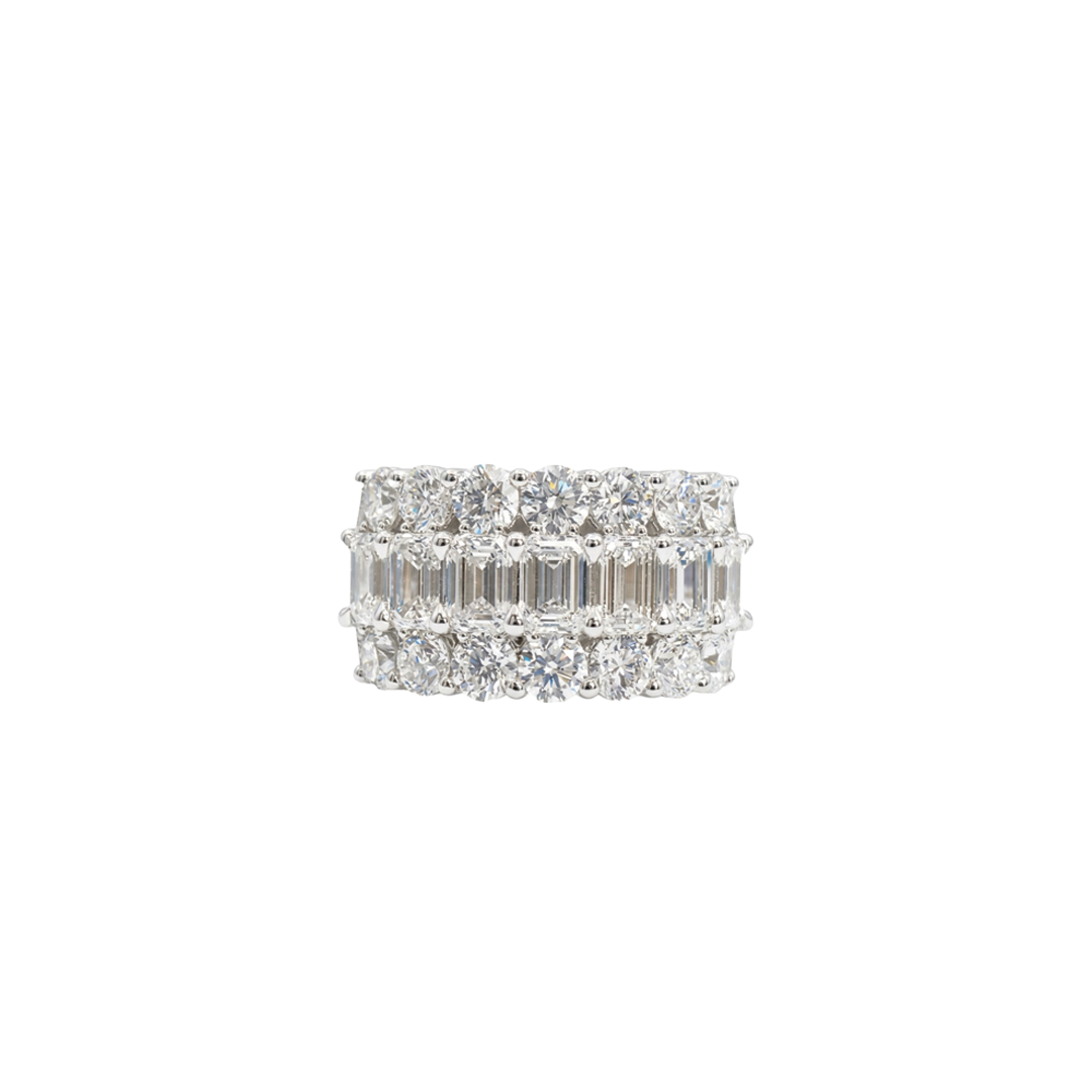 3Row Emerald Cut Diamond Ring