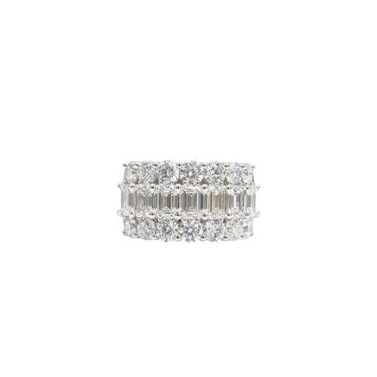 3Row Emerald Cut Diamond Ring