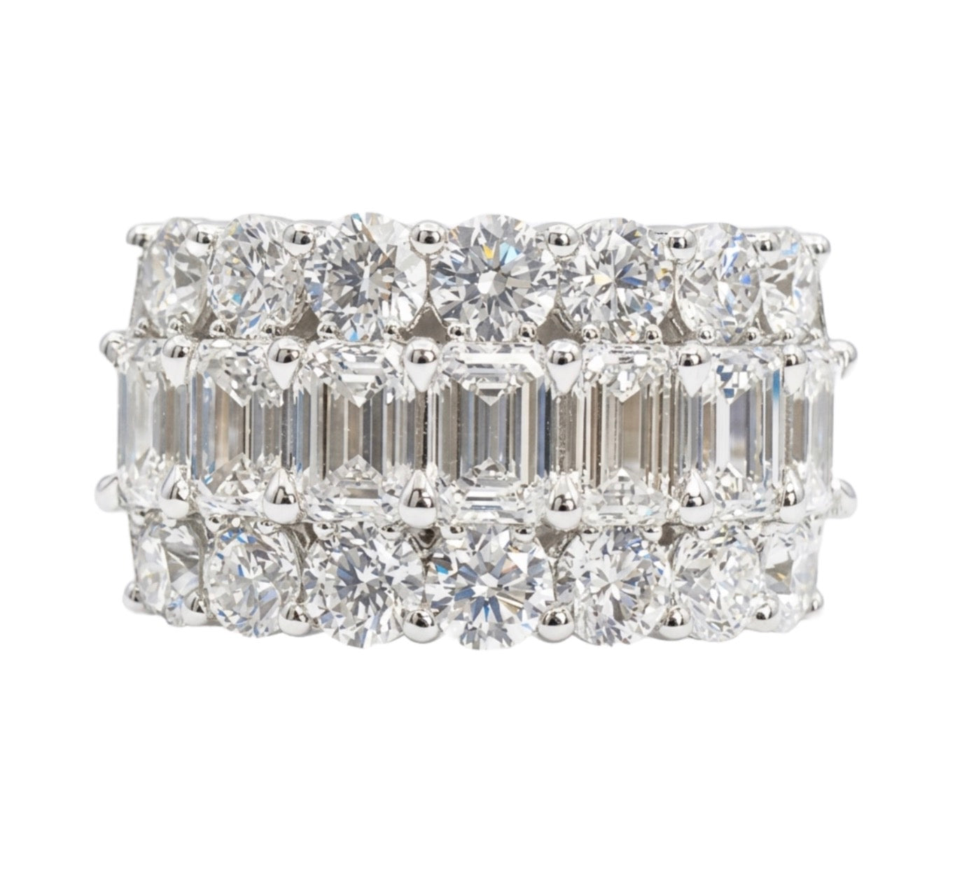 3Row Emerald Cut Diamond Ring