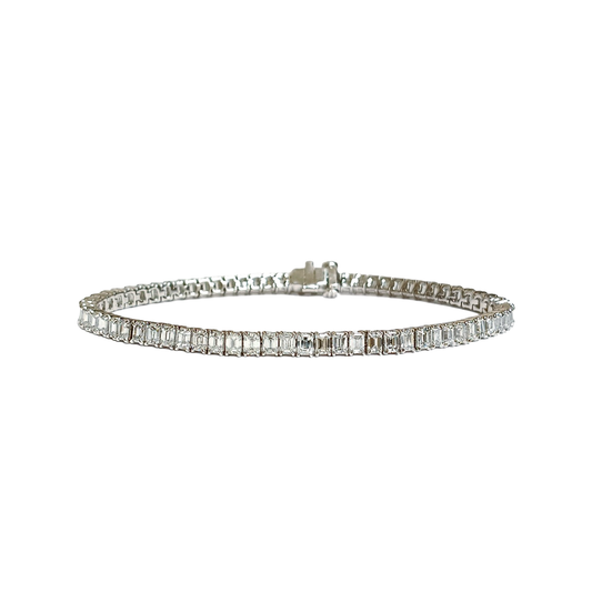 70-Stone Emerald Cut Diamond Tennis Bracelet